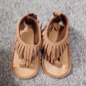 Fringed Tan Kids Sandals